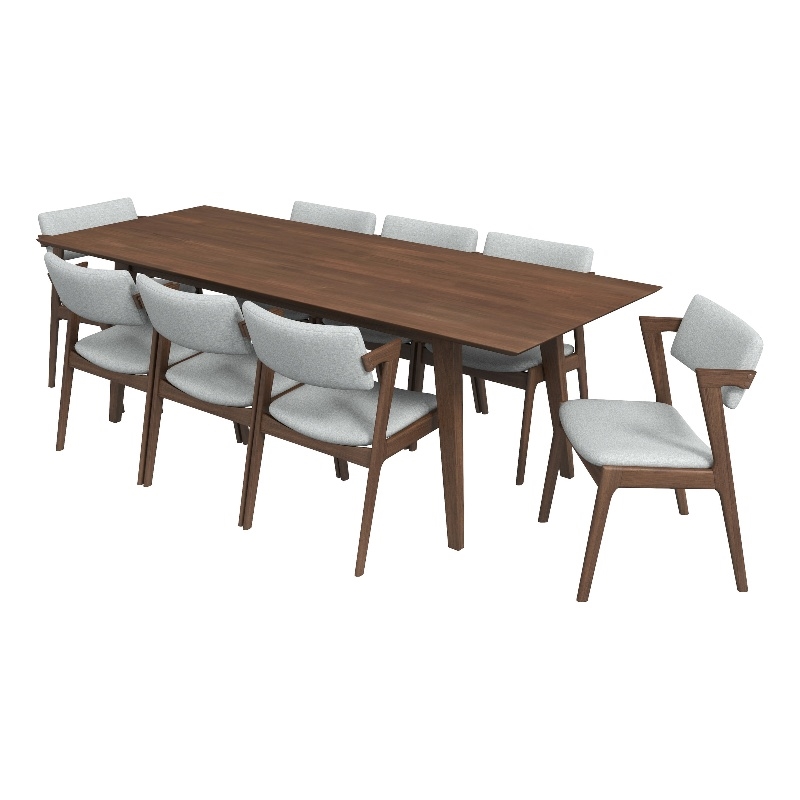 Adams 9-Piece Solid Wood Walnut Dining Room&Kitchen Furniture Set