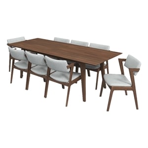 Adams 9-Piece Solid Wood Walnut Dining Room&Kitchen Furniture Set