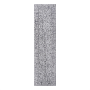 usak collection 2' x 8' gray oriental distressed non-shedding area rug