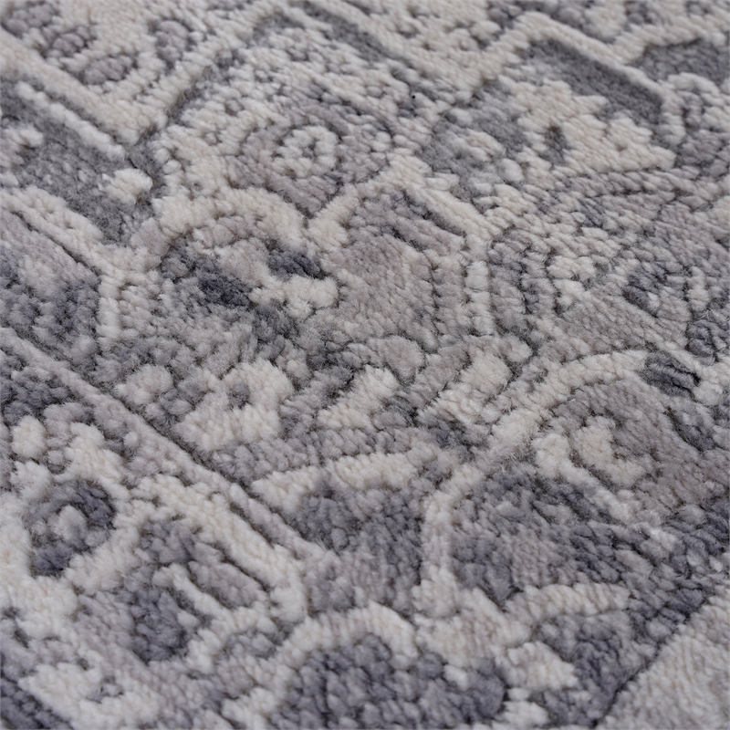 Usak Collection 2' x 8' Silver Oriental Distressed Non-Shedding Area Rug