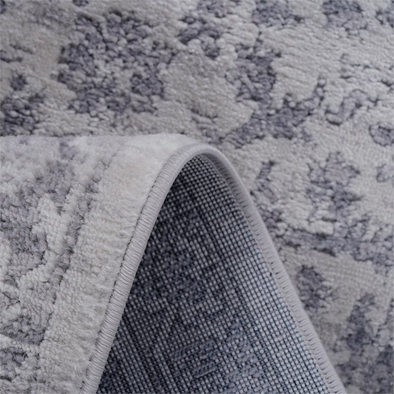 Usak Collection 2' x 8' Silver Oriental Distressed Non-Shedding Area Rug