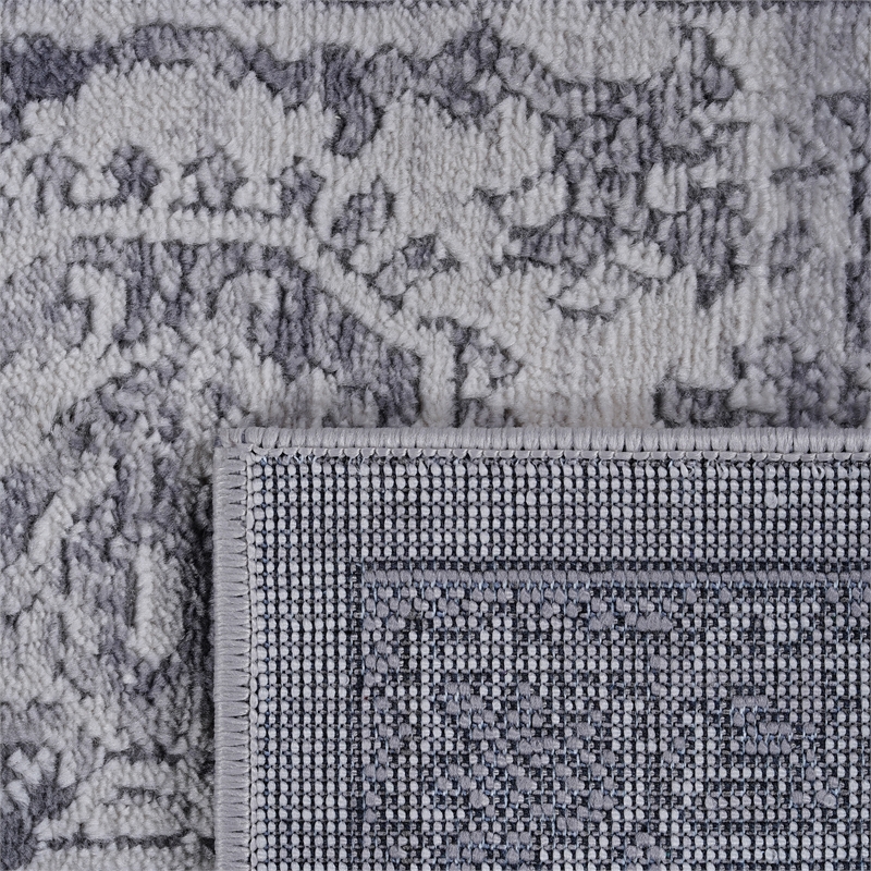 Usak Collection 2' x 8' Silver Oriental Distressed Non-Shedding Area Rug