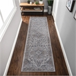 Usak Collection 2' x 8' Silver Oriental Distressed Non-Shedding Area Rug