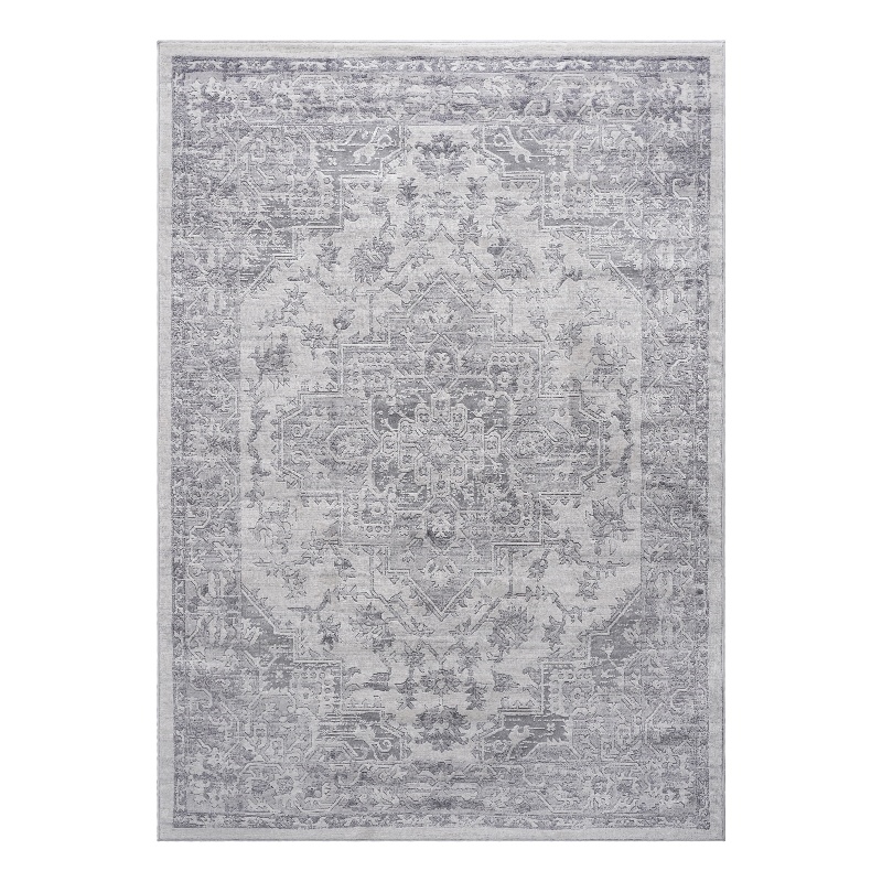 Usak Collection 5' x 7' Silver Oriental Distressed Non-Shedding Area Rug