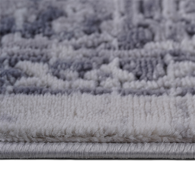 Usak Collection 6' x 9' Silver Oriental Distressed Non-Shedding Area Rug