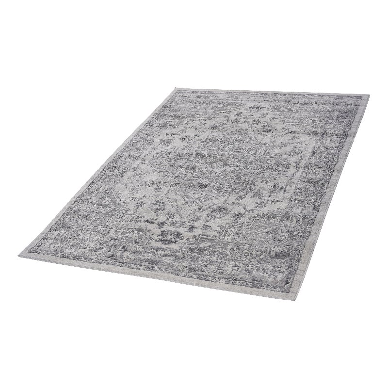 Usak Collection 6' x 9' Silver Oriental Distressed Non-Shedding Area Rug