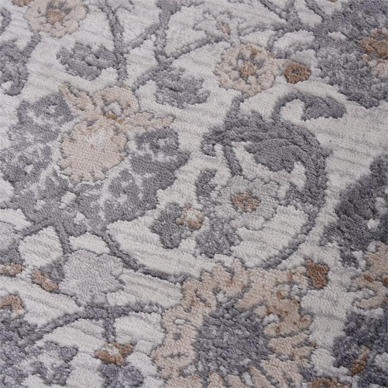 Usak Collection 2' x 8' Ivory/Sand Oriental Distressed Non-Shedding Area Rug