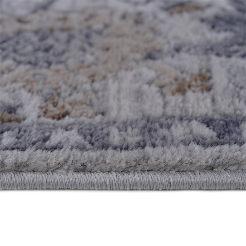 Usak Collection 2' x 8' Ivory/Sand Oriental Distressed Non-Shedding Area Rug