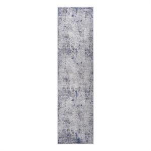 usak collection 2' x 8' silver/blue oriental distressed non-shedding area rug