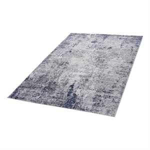 usak collection 6' x 9' silver/blue oriental distressed non-shedding area rug