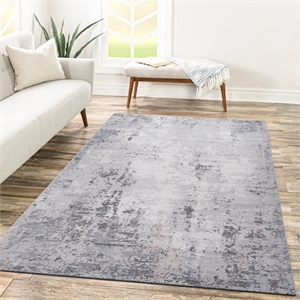 usak collection 7' x 10' silver/blue oriental distressed non-shedding area rug