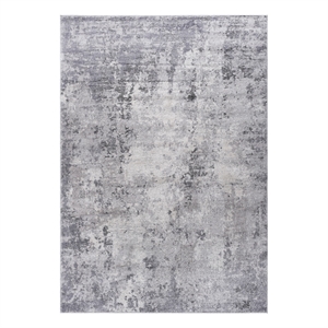 usak collection 5' x 7' light gray oriental distressed non-shedding area rug