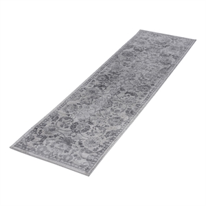 usak collection 2' x 8' gray/silver oriental distressed non-shedding area rug