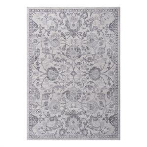 usak collection 5' x 7' gray/silver oriental distressed non-shedding area rug