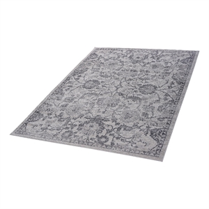 usak collection 6' x 9' gray/silver oriental distressed non-shedding area rug