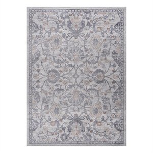 usak collection 5' x 7' sand/ivory oriental distressed non-shedding area rug
