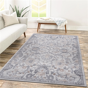 usak collection 7' x 10' sand/ivory oriental distressed non-shedding area rug