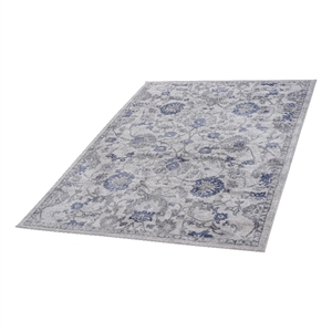 usak collection 6' x 9' blue/silver oriental distressed non-shedding area rug