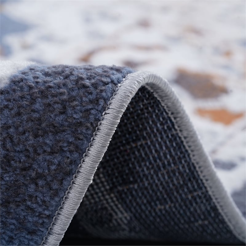 Bunyan Collection Traditional Vintage Blue Area Rug (5'3'' x 7'6'')