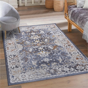 bunyan collection traditional vintage blue area rug (7'9'' x 10')