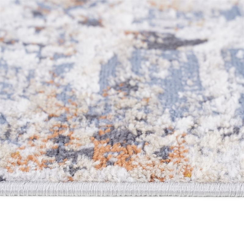 Bunyan Collection Traditional Vintage Ivory/Blue Area Rug (2'2'' x 8')
