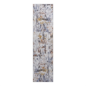 bunyan collection traditional vintage ivory/blue area rug (2'2'' x 8')