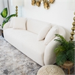 Lidar Modern Japandi Style Tight Back Boucle Fabric Couch in Cream