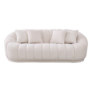 Forest Modern Japandi Style Tight  Back  Boucle Couch in White