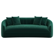 Kont Mid Century Modern Japandi Style Tight Back Velvet Couch in Green