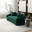 Kont Mid Century Modern Japandi Style Tight Back Velvet Couch in Green