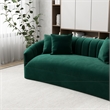 Kont Mid Century Modern Japandi Style Tight Back Velvet Couch in Green