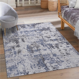 Bunyan Collection Traditional Vintage Gray/Denim Area Rug (7'9'' x 10')