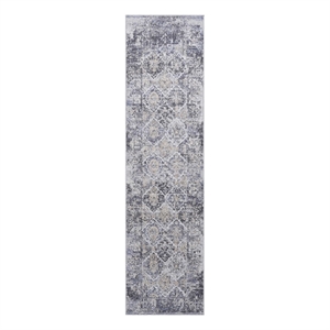 bunyan collection traditional vintage gray/blue area rug (2'2'' x 8')