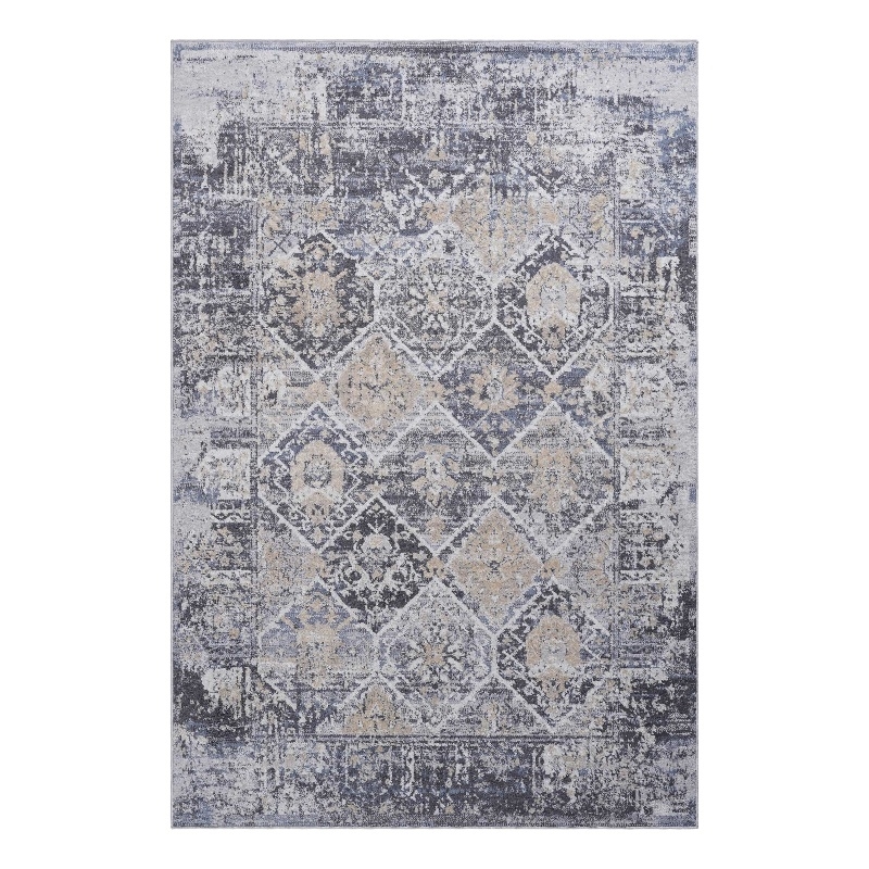 Bunyan Collection Traditional Vintage Gray/Blue Area Rug (5'3'' x 7'6'')