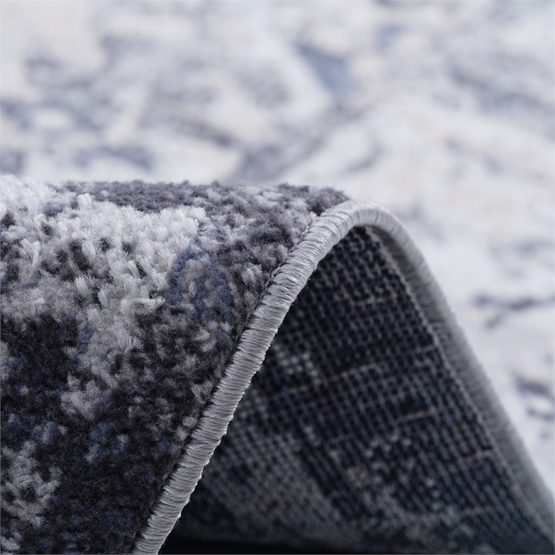 Bunyan Collection Traditional Vintage Gray/Blue Area Rug (6'7'' x 9')