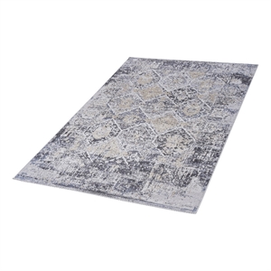 bunyan collection traditional vintage gray/blue area rug (6'7'' x 9')