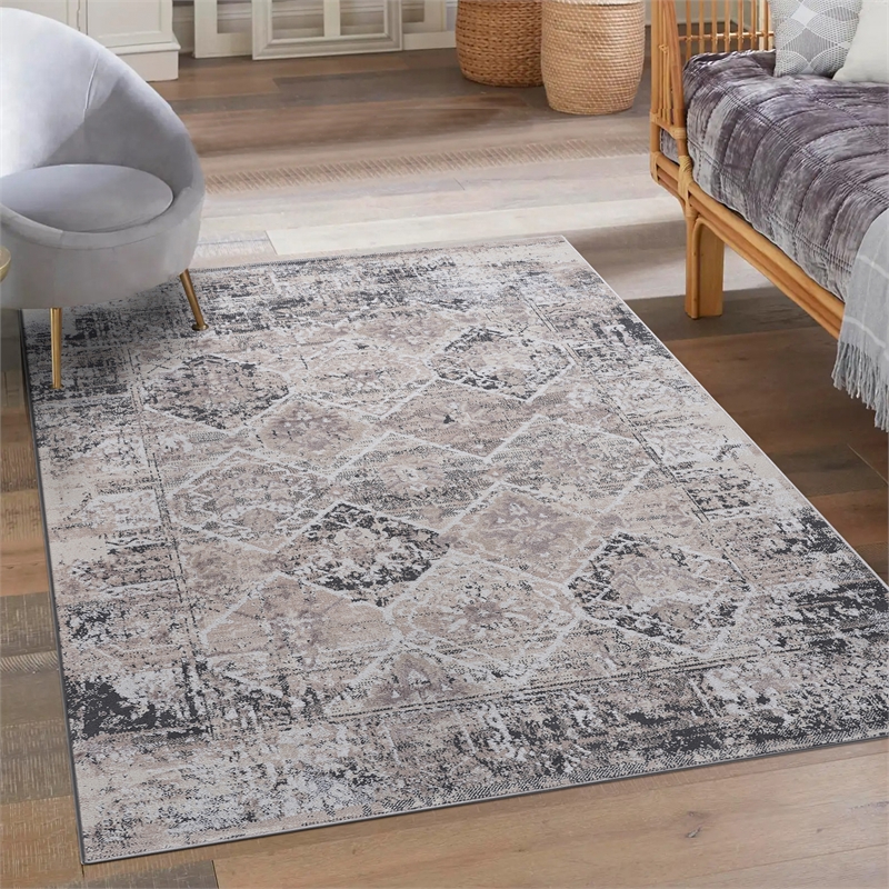 Bunyan Collection Traditional Vintage Gray/Blue Area Rug (7'9'' x 10')