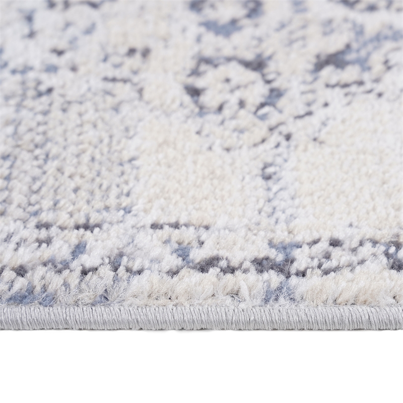 Bunyan Collection Traditional Vintage Cream/Blue Area Rug (2'2'' x 8')