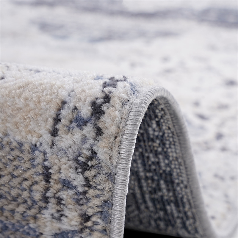 Bunyan Collection Traditional Vintage Cream/Blue Area Rug (2'2'' x 8')