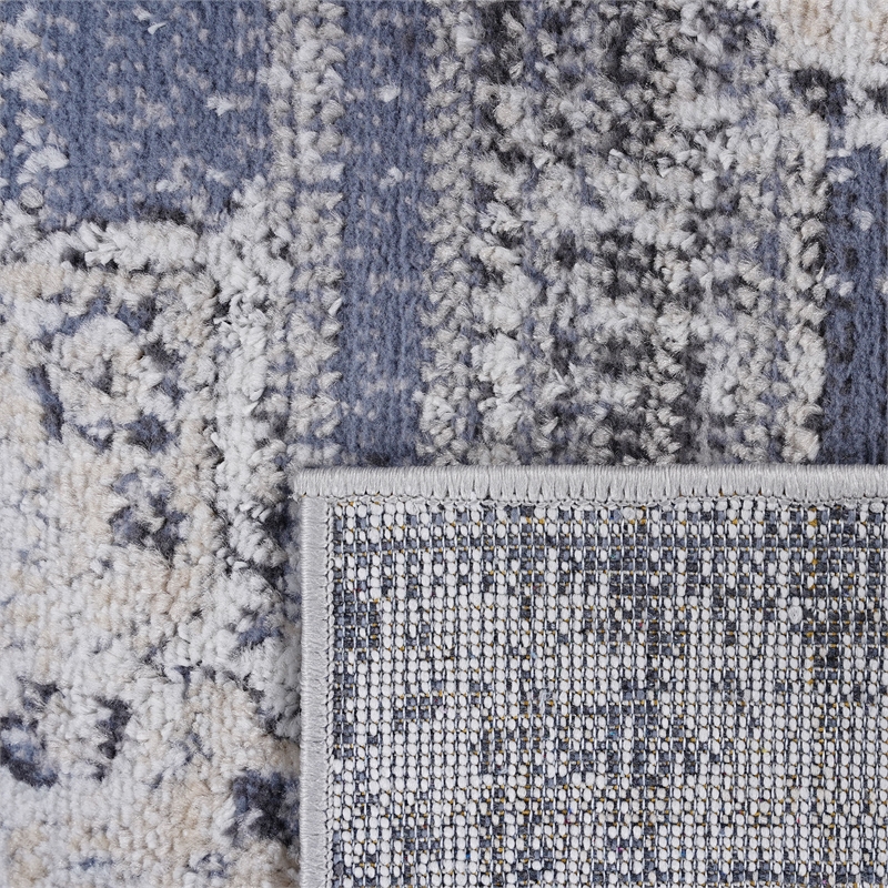 Bunyan Collection Traditional Vintage Cream/Blue Area Rug (2'2'' x 8')