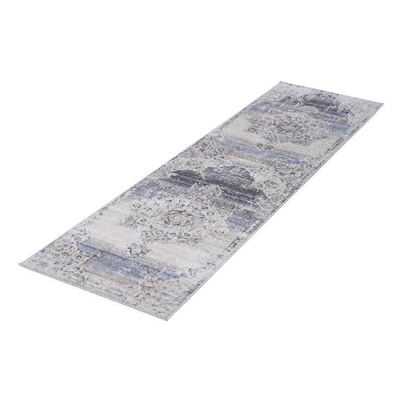 Bunyan Collection Traditional Vintage Cream/Blue Area Rug (2'2'' x 8')