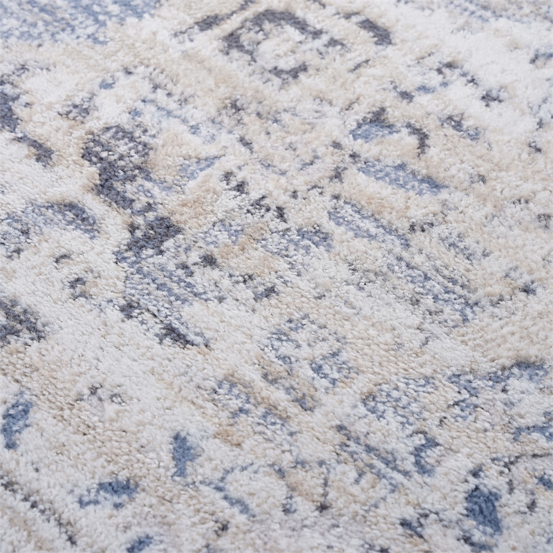 Bunyan Collection Traditional Vintage Cream/Blue Area Rug (5'3'' x 7'6'')