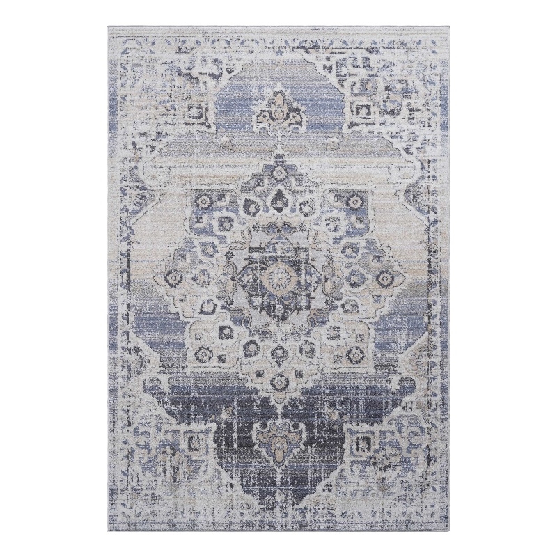 Bunyan Collection Traditional Vintage Cream/Blue Area Rug (5'3'' x 7'6'')