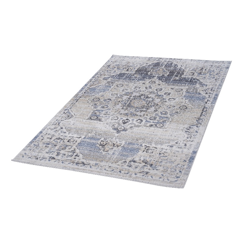 Bunyan Collection Traditional Vintage Cream/Blue Area Rug (6'7'' x 9')