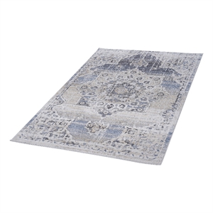 Bunyan Collection Traditional Vintage Cream/Blue Area Rug (6'7'' x 9')