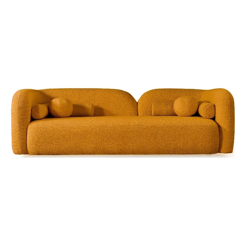 Bodur Japandi Style Luxury Modern Gold Boucle Fabric Curvy Arm Couch