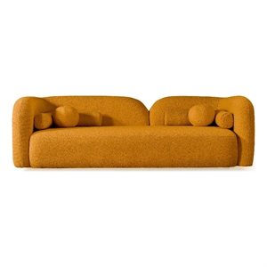 bodur japandi style luxury modern gold boucle fabric curvy arm couch