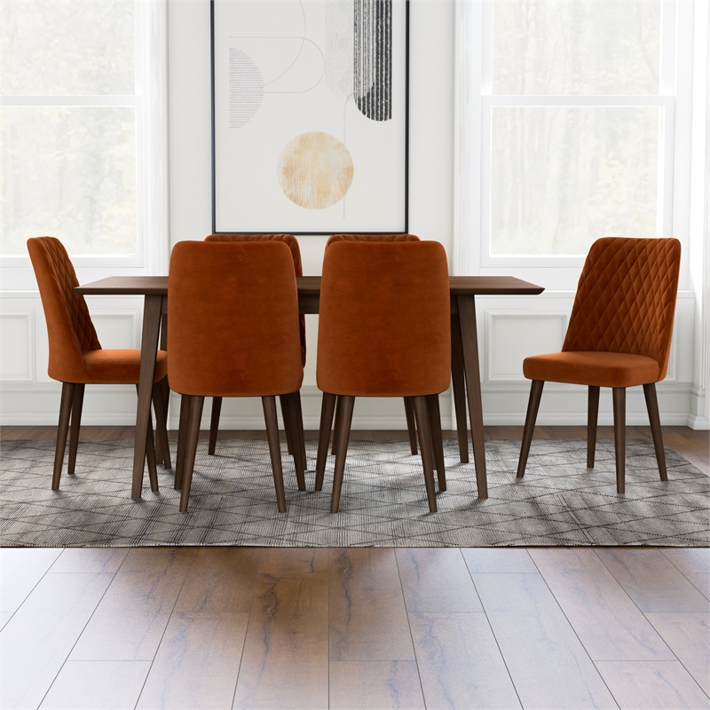 Admire Mid Century Modern Solid Wood Walnut 7 Piece Furniture Set