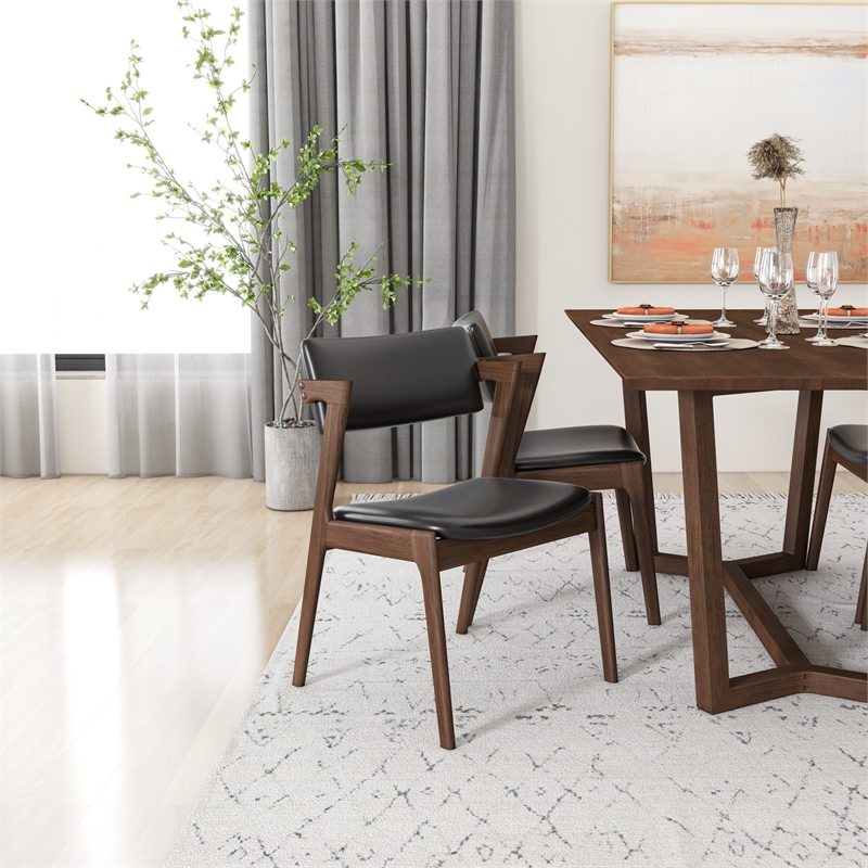 Roland Mid-Century Style 5 Piece Solid Wood Walnut Dining Set