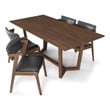 Roland Mid-Century Style 5 Piece Solid Wood Walnut Dining Set